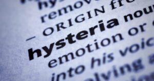 - Treat Mental Health Washington Close-up of a dictionary page with the word 'hysteria' in focus.
