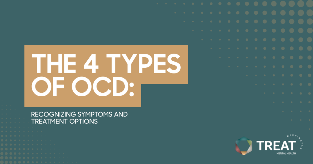 Title slide: The 4 Types of OCD — Recognizing Symptoms and Treatment Options; TREAT logo bottom right